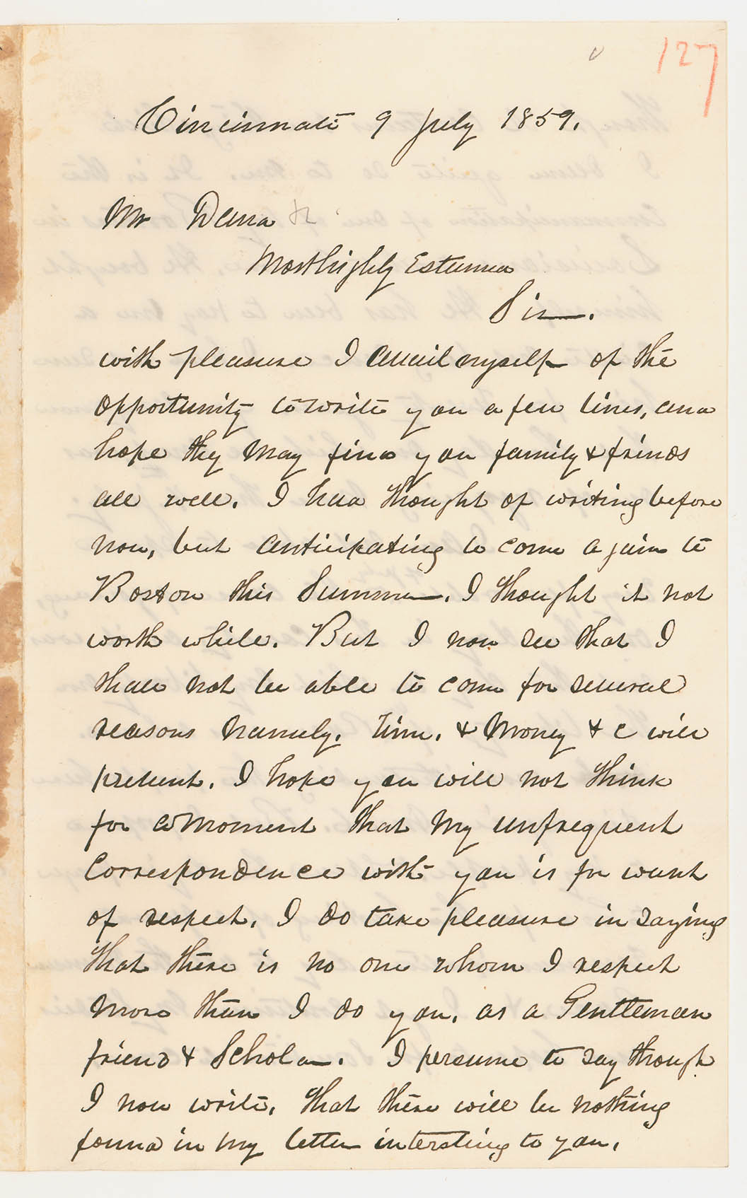 a letter written in cursive
