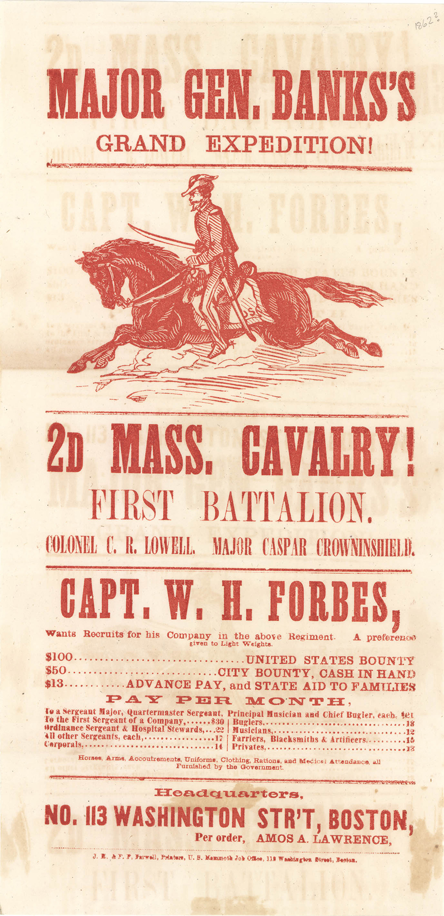 Poster printed in red type on white paper, titled 