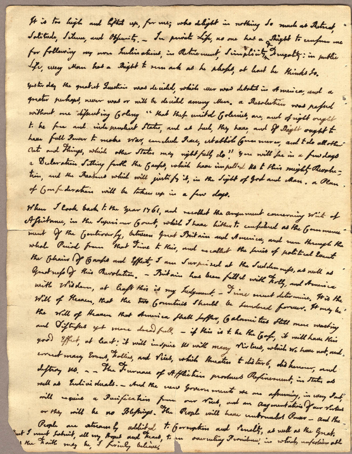 A letter written in cursive handwriting on yellowing paper.