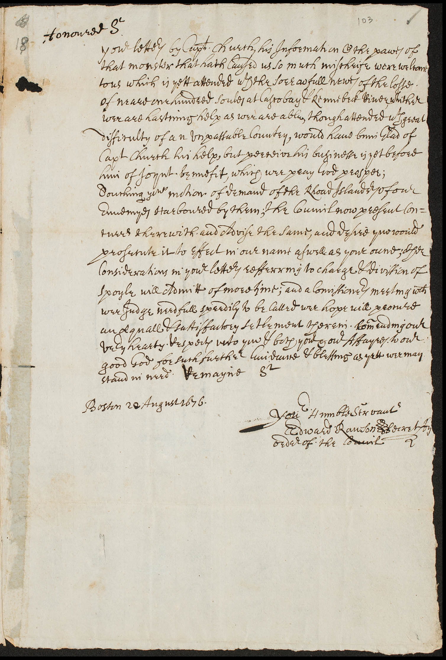 cursive handwriting on aged paper; the bottom third of the piece of paper is blank