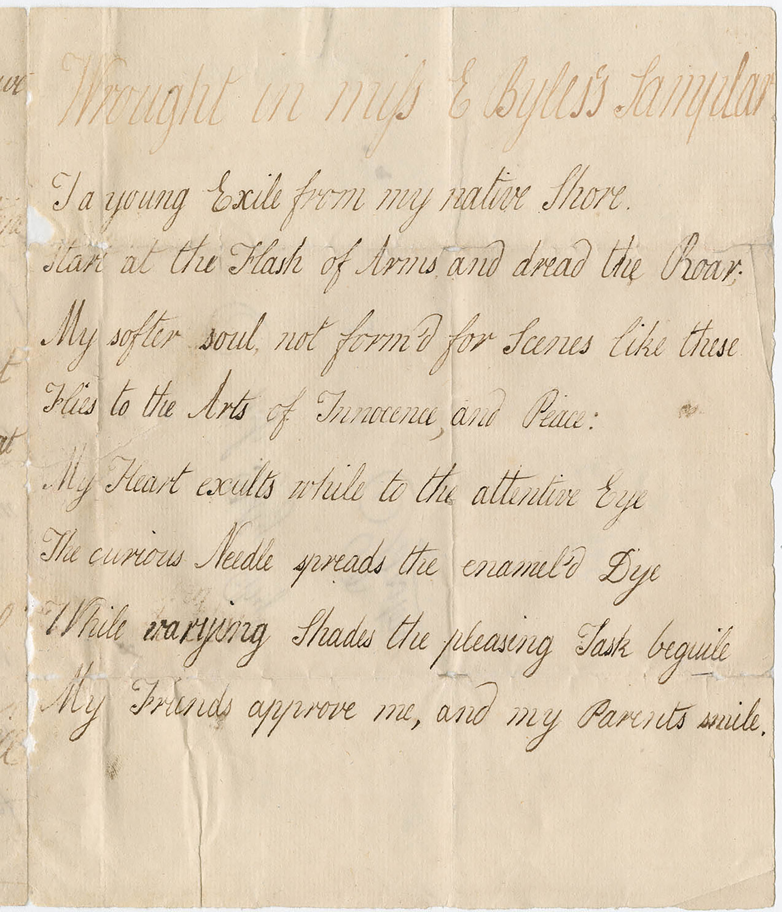 Letter handwritten in elegant cursive script on yellowed paper