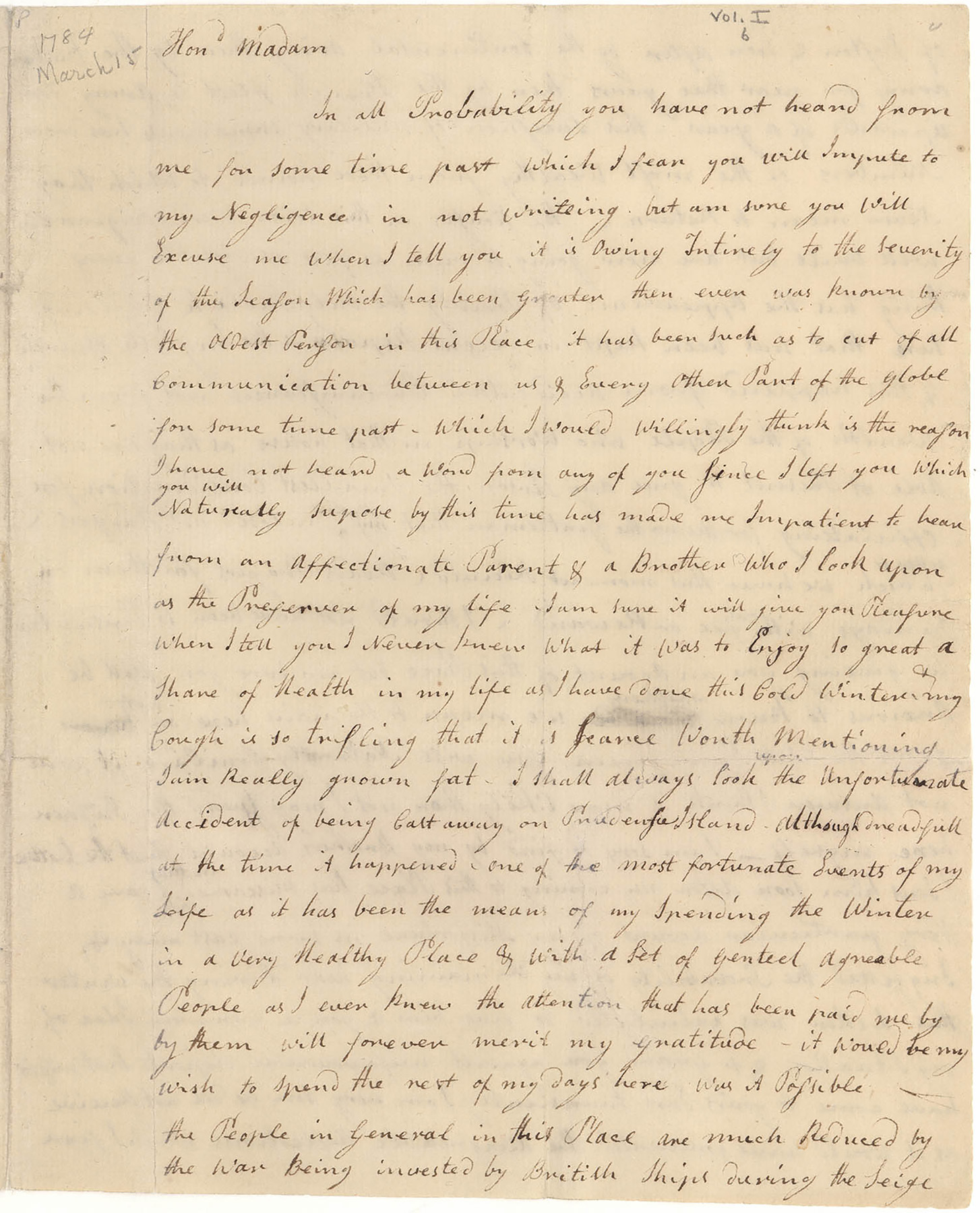 Handwritten cursive letter on yellowed paper