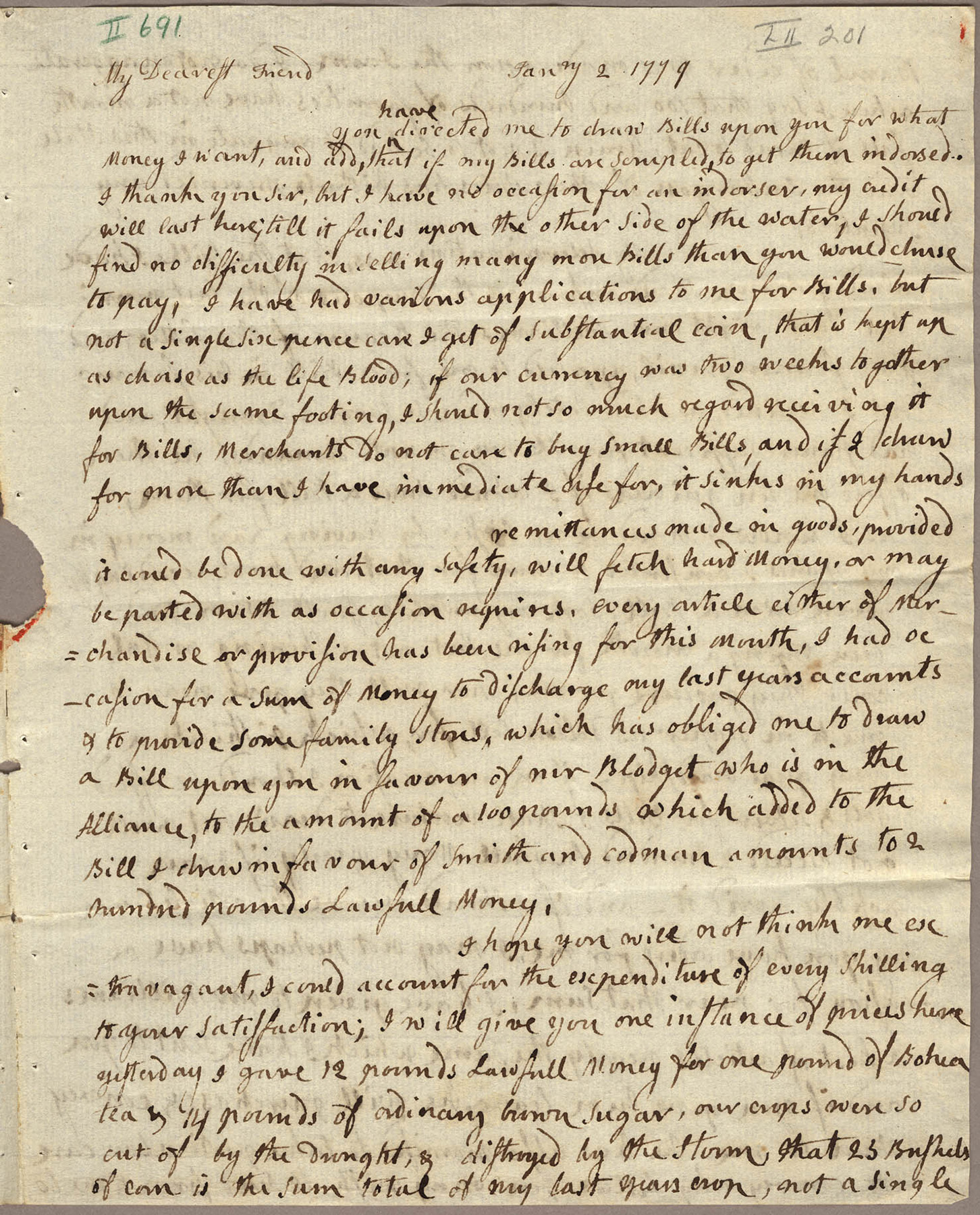 A letter written in cursive handwriting on yellowing paper