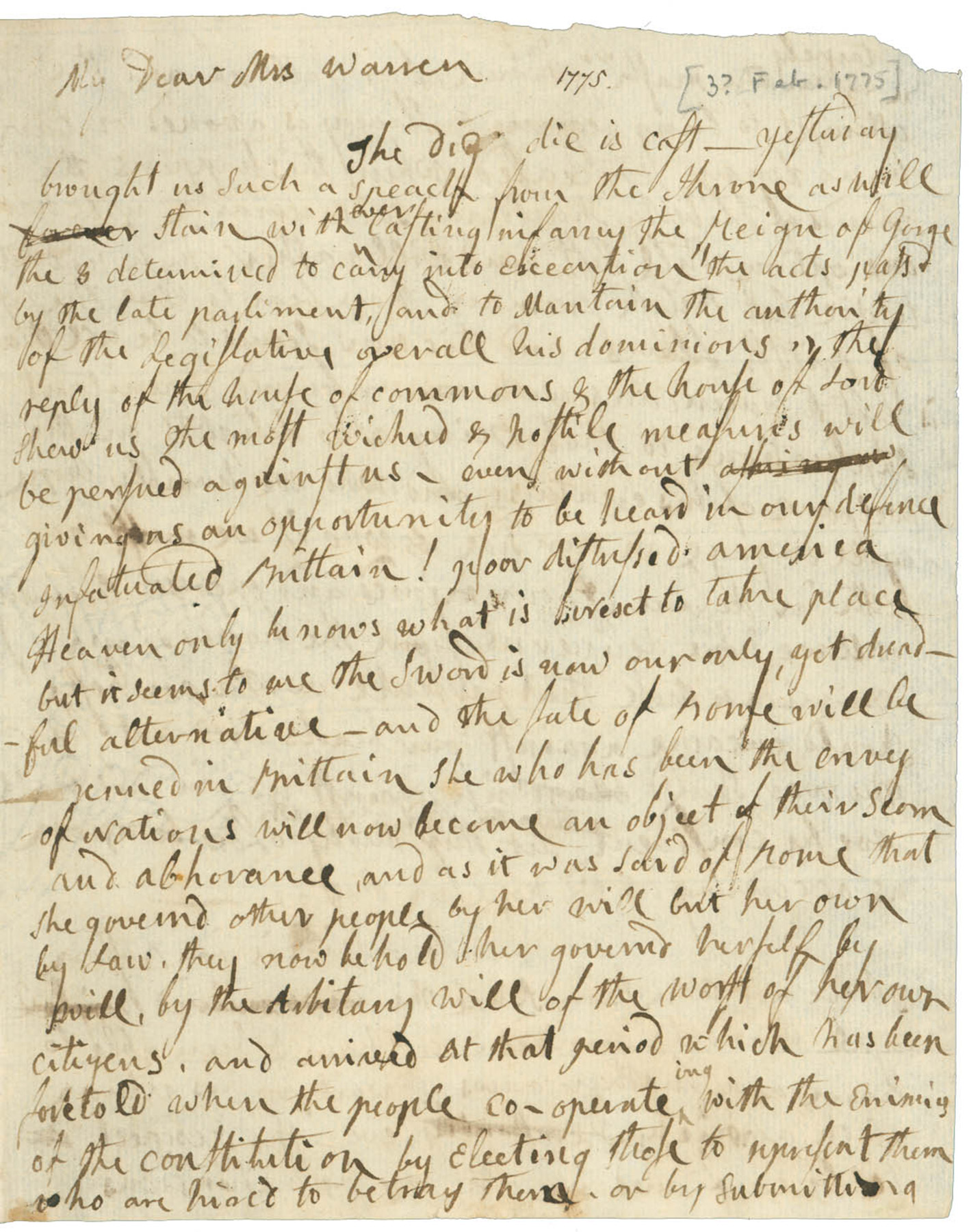 A letter written in cursive handwriting on yellowing paper