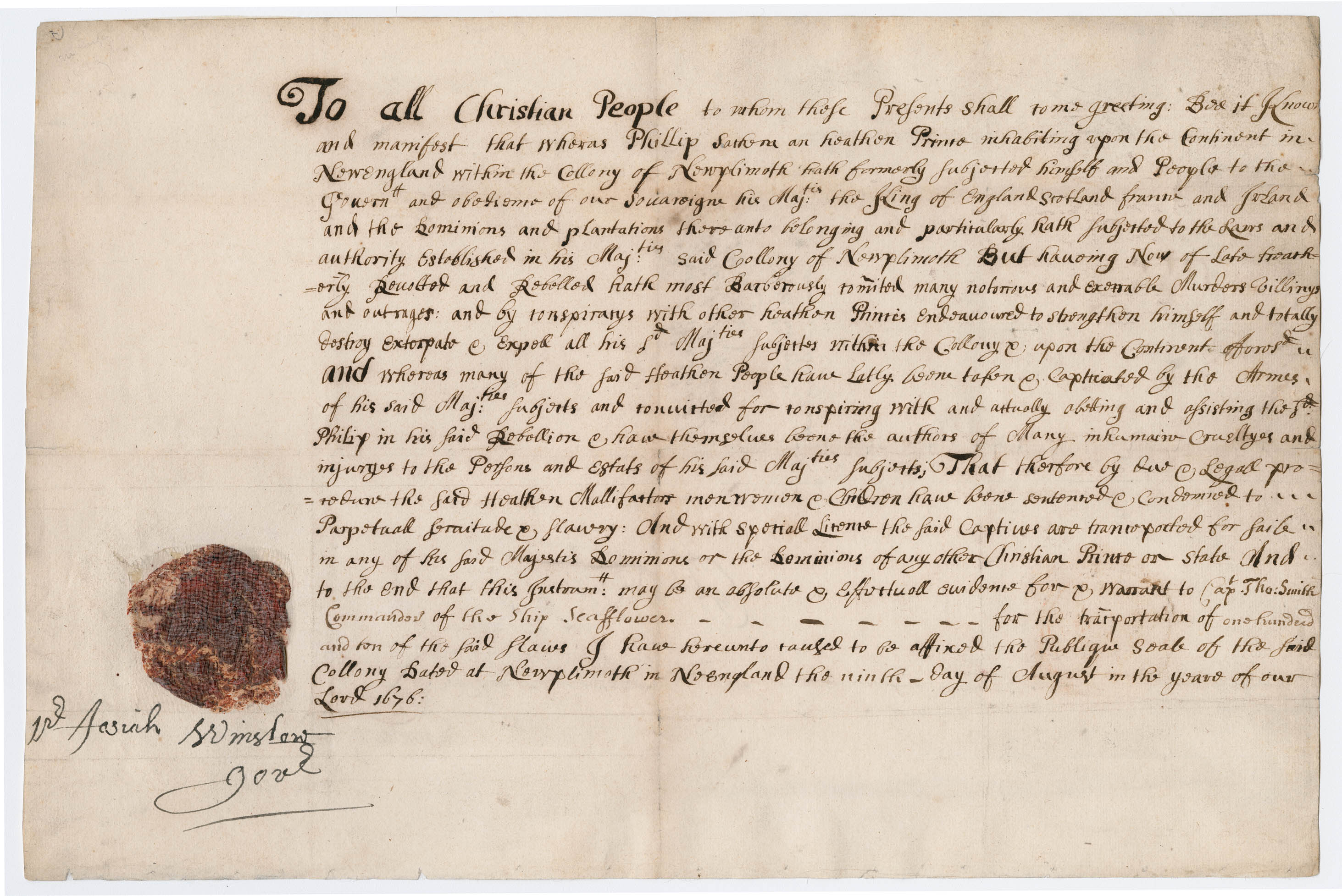certificate with red seal at the bottom and begins 