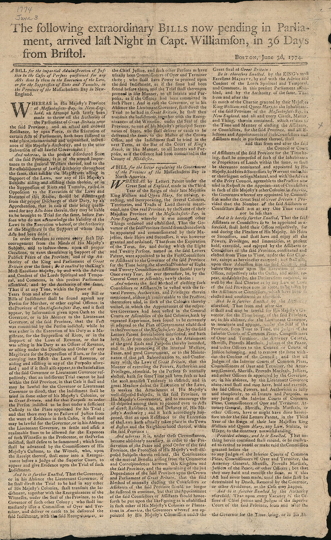 Newspaper article detailing parliament's decision