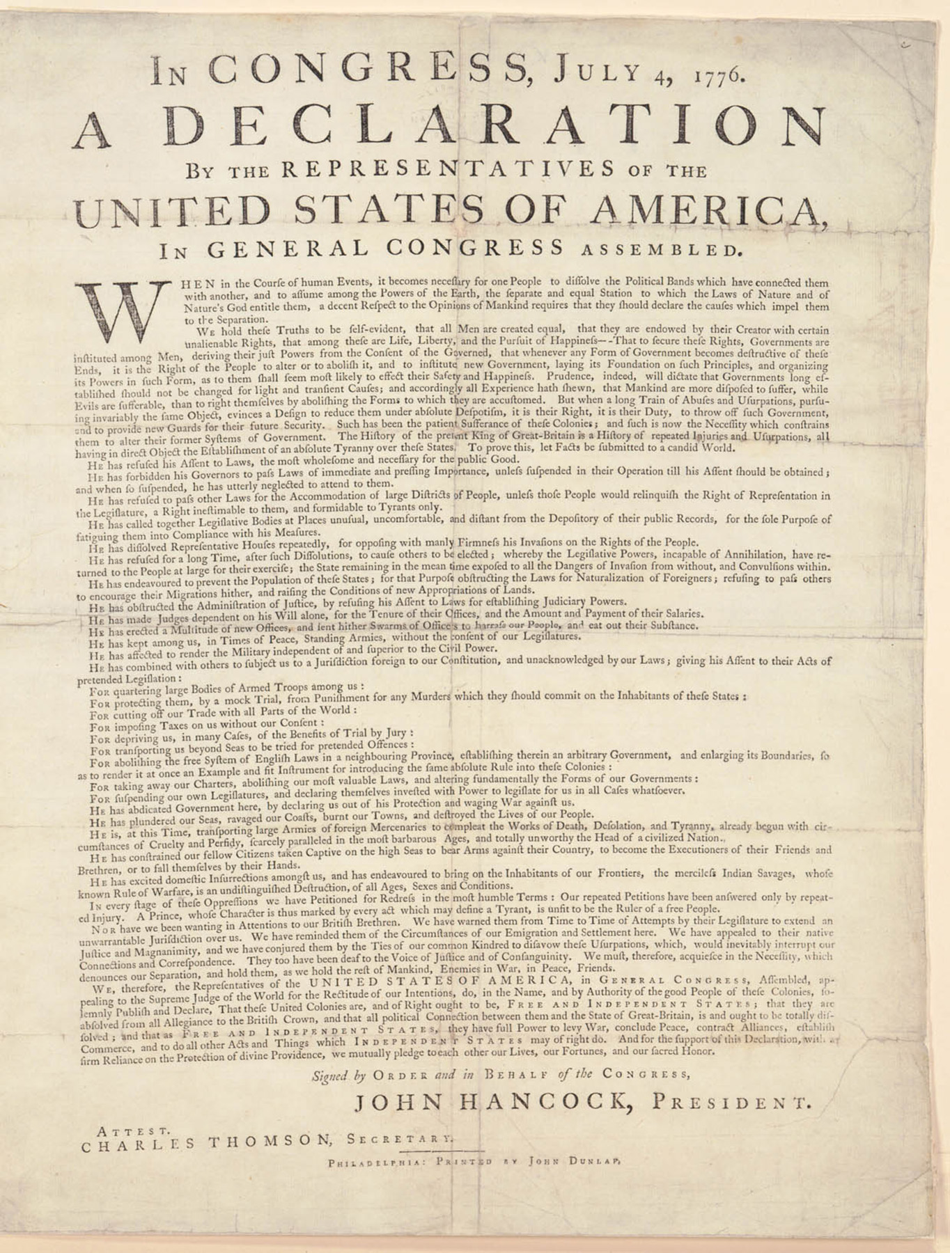 Poster on slightly yellowed paper titled 