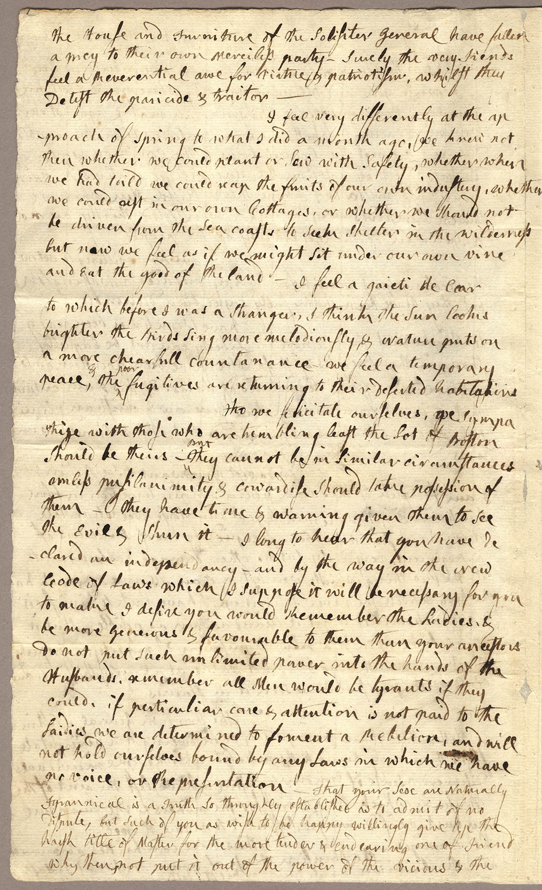 A letter written in cursive handwriting on yellowing paper